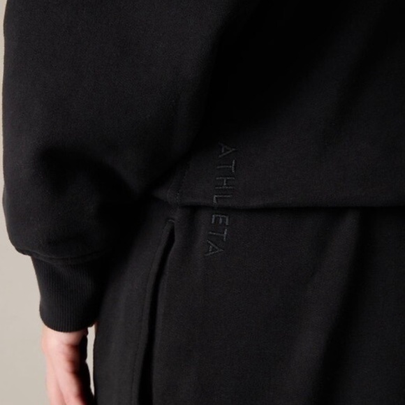 Athleta Forever Fleece Crewneck Sweatshirt Black Women's Sz S Small #891667 NEW - Picture 4 of 8